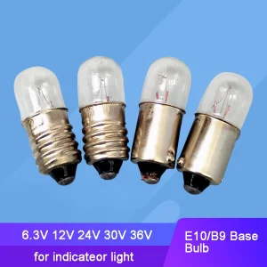 10pcs E10 B9 6.3V 12V 24V 30V 36V Mini Bulb for Machine Indicateor Light