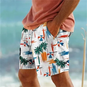 2024 New Fashion Men Women Short Pants Palm Tree 3d Print Summer Hawaiian Beach Shorts Swimwear Oversized Casual Ice Shorts Male
